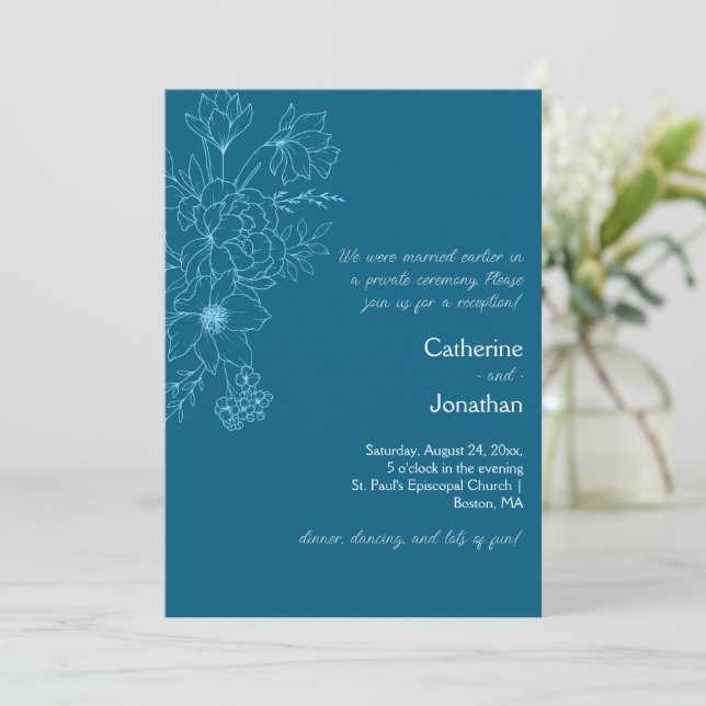 Invitación Línea Vintage Floral Recepción Únicamente | (Anverso de pie)