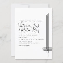 Líneas abstractas negro blanco boda moderna