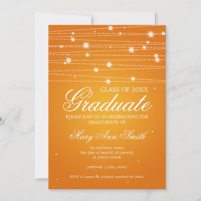 Invitación Líneas chispeantes de la fiesta de graduación (Anverso)