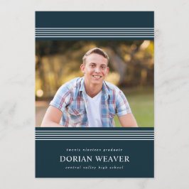 Invitación Líneas clásicas | Oscuro | Foto Partido de Graduac