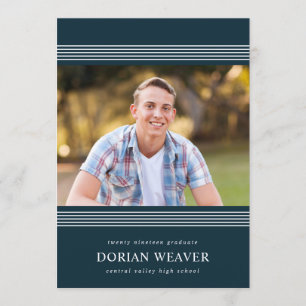 Invitación Líneas clásicas Oscuro Foto Partido de Graduac