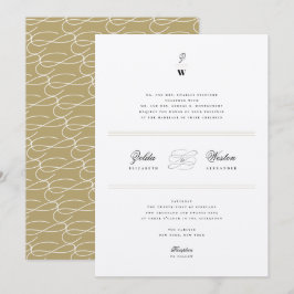 Invitación Líneas de barras clásicas doble monograma Boda mod
