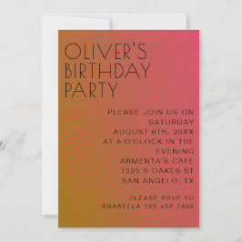 Invitación Líneas de colores cálidos paralelas de cumpleaños 