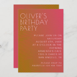 Invitación Líneas de colores cálidos paralelas de cumpleaños 