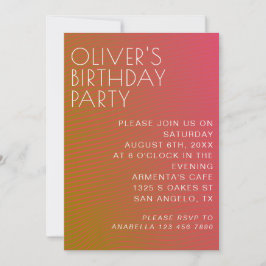 Invitación Líneas de colores cálidos paralelas de cumpleaños 