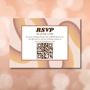 Invitación Líneas de Groovy Retro 70 Funky Código QR RSVP