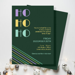 Invitación Líneas de HO-HO-HO de estilo retro moderno