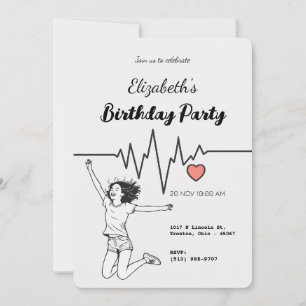 Invitación Líneas de latido con diseño de corazón