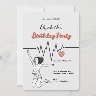 Invitación Líneas de latido con diseño de corazón