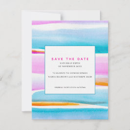 Invitación Líneas de marea tropicales abstractas boda guardar