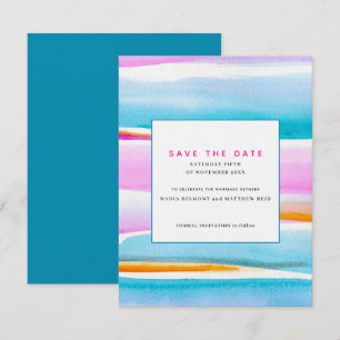 Invitación Líneas de marea tropicales abstractas boda guardar