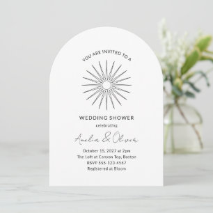 Invitación Líneas mínimas blancas de sol en negro ducha de bo