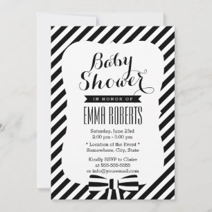 Invitación Líneas modernas de franjas en blanco y negro Baby 
