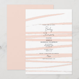 Invitación Líneas rosas de Rubor modernas Resumen de Baby Sho