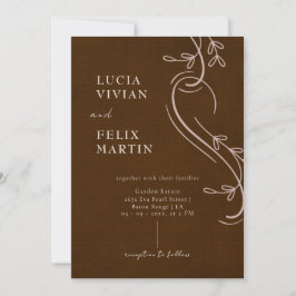 Invitación Linen Espresso Brown todo en un Boda