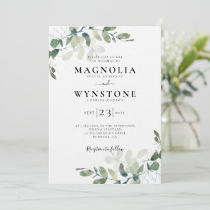 Invitación Linen Eucalyptus Boda de lujo botánico