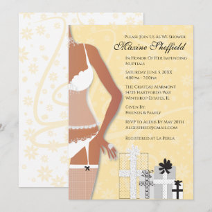 Invitación Lingerie afroamericana ducha de novia amarilla