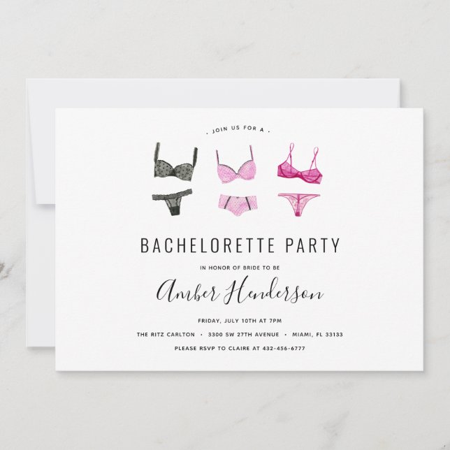Invitación Lingerie Bachelorette (Anverso)