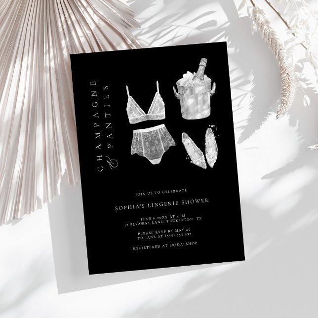 Invitación Lingerie Black Modern Bridal Shower (Subido por el creador)