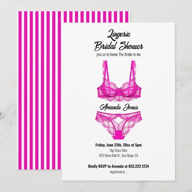 Invitación Lingerie Bridal Shower (Anverso / Reverso)
