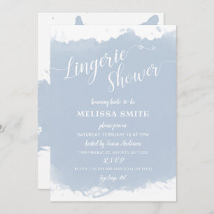 Invitación Lingerie Bridal Shower, color azul polvoriento