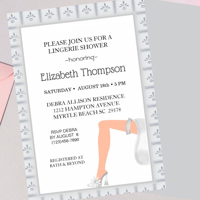 Invitación Lingerie Bridal Shower Elegant Silver (Subido por el creador)