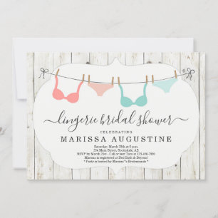 Invitación Lingerie Bridal Shower Fiesta - Rústica Clotheslin