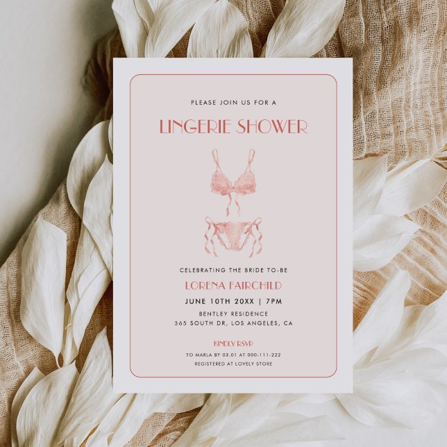 Invitación Lingerie Bridal Shower Retro Rosa y Blanco (Subido por el creador)