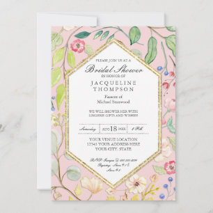 Invitación Lingerie Bridal Shower Rubor Watercolor Floral Art