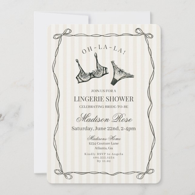 Invitación Lingerie Lace Lingerie Shower (Anverso)