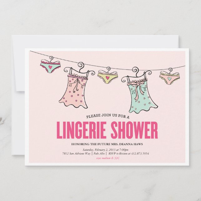 Invitación Lingerie Shower Bachelorette Party Wedding Shower (Anverso)