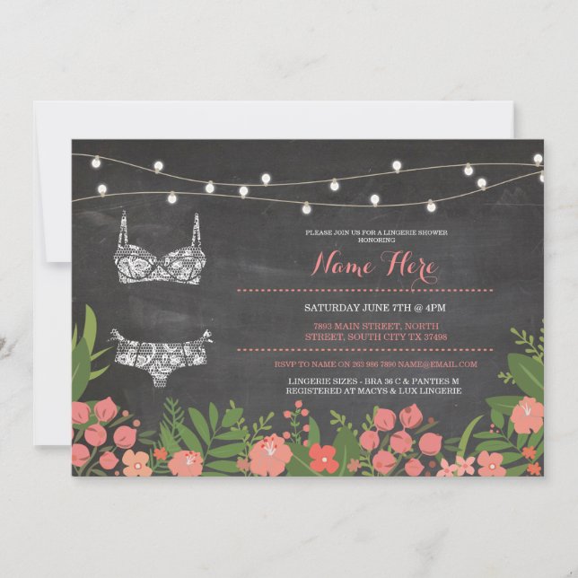 Invitación Lingerie Shower Bridal Bachelorette Coral Invite (Anverso)