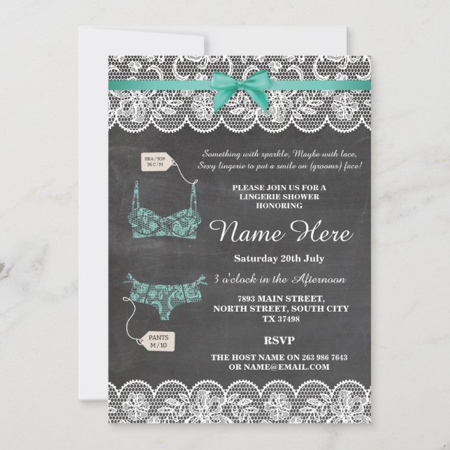 Invitación Lingerie Shower Bridal Party Chalk Lace Invita (Anverso)