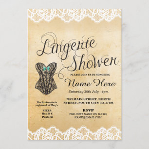 Invitación Lingerie Shower Bridal Party Corset Lace Invite