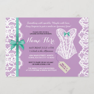 Invitación Lingerie Shower invita a fiesta de novias moradas
