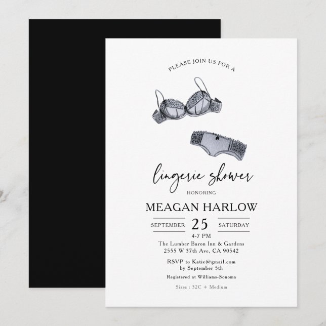 Invitación Lingerie Shower | Lingerie Fiesta Bridal Shower (Anverso / Reverso)