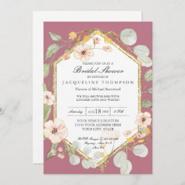 Invitación Lingerie Wedding Shower Berry Rosa Watercolor