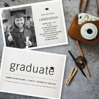 Invitación Lino Antiguo Foto de Graduado Fiesta de Graduación