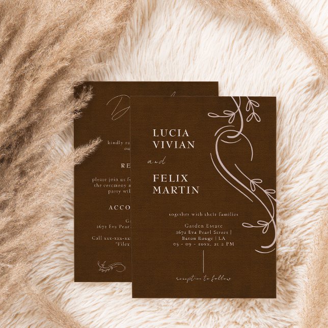 Invitación Lino Café Marrón Todo en Uno Boda (Subido por el creador)