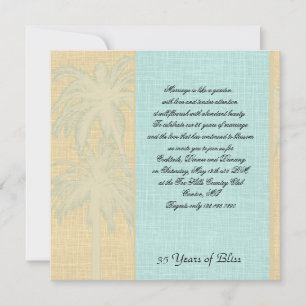 Invitación Lino Crema y Palmeras Azules Aniversario
