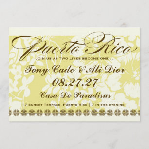 Invitación Lino floral tropical del destino de PUERTO RICO