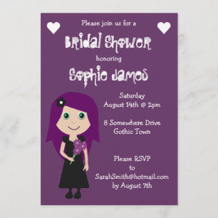 Invitación Lino púrpura, ducha de novia gótica