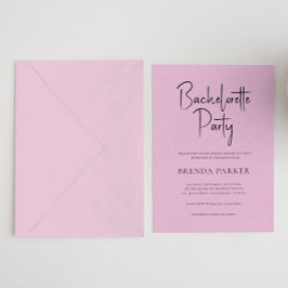 Invitación Lino rosado simple de escritura negra de la fiesta