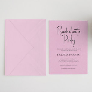 Invitación Lino rosado simple de escritura negra de la fiesta