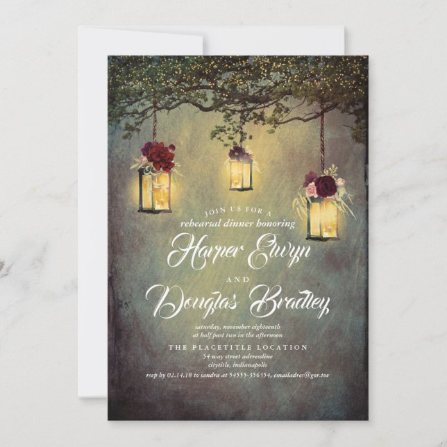 Invitación Linterna colgante Encendido Rústico (Anverso)