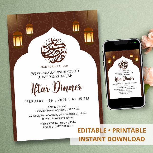 Invitación Linterna de Arco Blanco Clásico Ramadan Iftar (Subido por el creador)