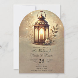 Invitación Linterna de Bronce Brillante Boda Romántica Rústic