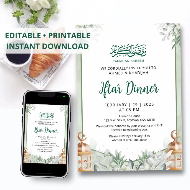 Invitación Linterna de cobre de hoja de eucalipto Ramadan Ift (Subido por el creador)