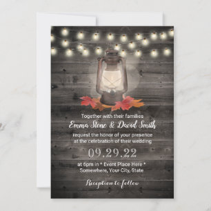 Invitación Linterna de Otoño Vintage Grange Madera Boda de Ot