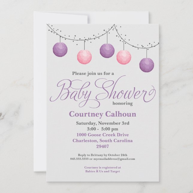 Invitación Linterna de papel Baby Shower (Anverso)